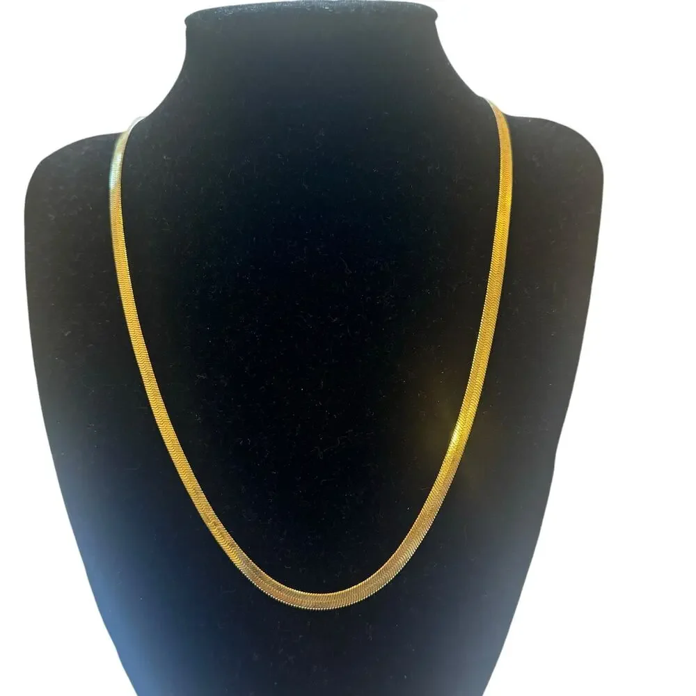 Madewell M0923 Herringbone Chain Necklace Vintage Gold One Size NWT - Picture 4 of 10